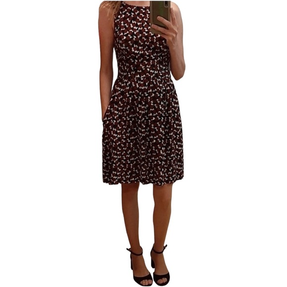 J. Crew Navy/Maroon Lined Geometric Contrast Sleeveless Pockets Dress 2 - Picture 10 of 10